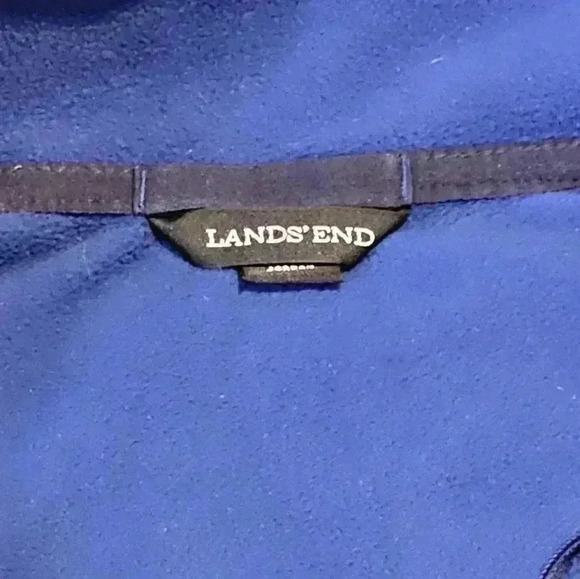 Lands' End, size Large, 100% cotton blue Fleece 1/4 zipper pullover - Picture 6 of 9